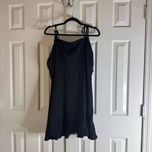 Express Black Ruffle Hem Strapless Dress
